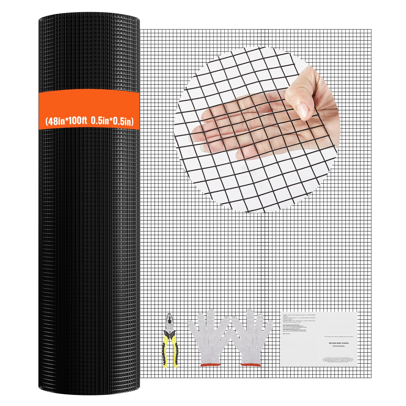 Hardware Cloth, 48'' X 100' Galvanized Wire Mesh Roll, 19 Gauge Chicken Wire Fence Roll, Vinyl Coating Metal Wire Mesh For Chicken Coop Barrier, Rabbit Snake Fences, Poultry Enclosures_maomaolike.com